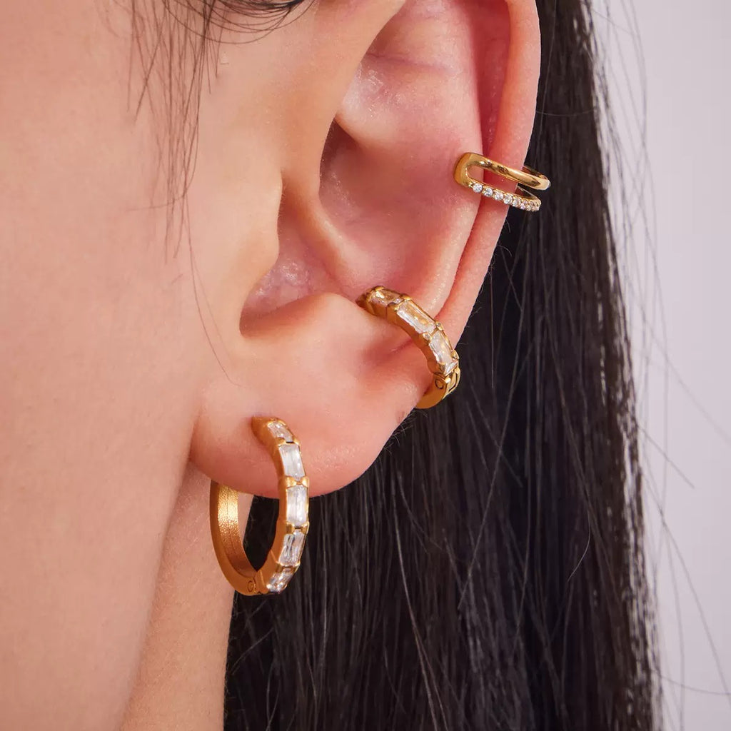 Milii Ring Shaped Zircon Stainless Steel Earrings