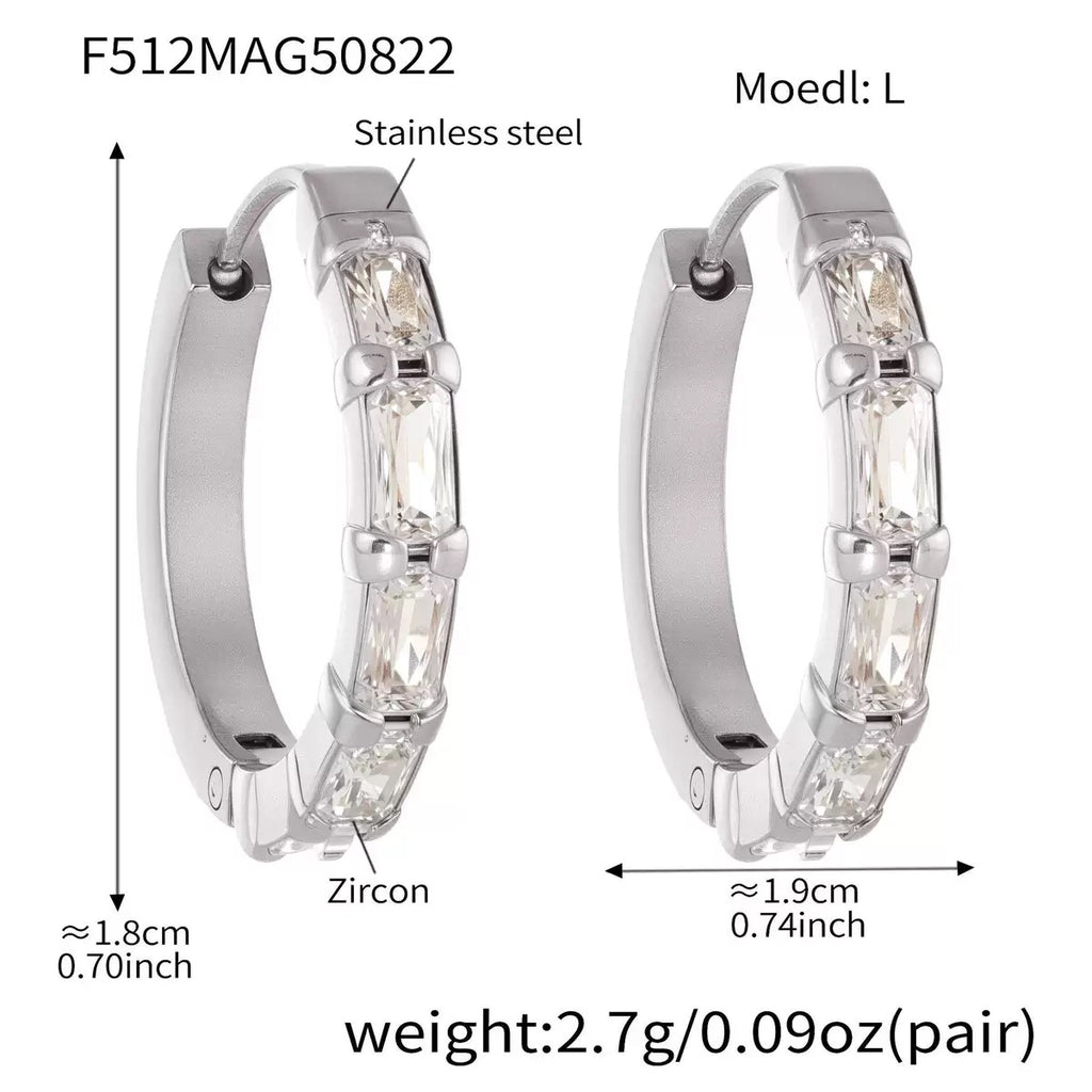Milii Ring Shaped Zircon Stainless Steel Earrings
