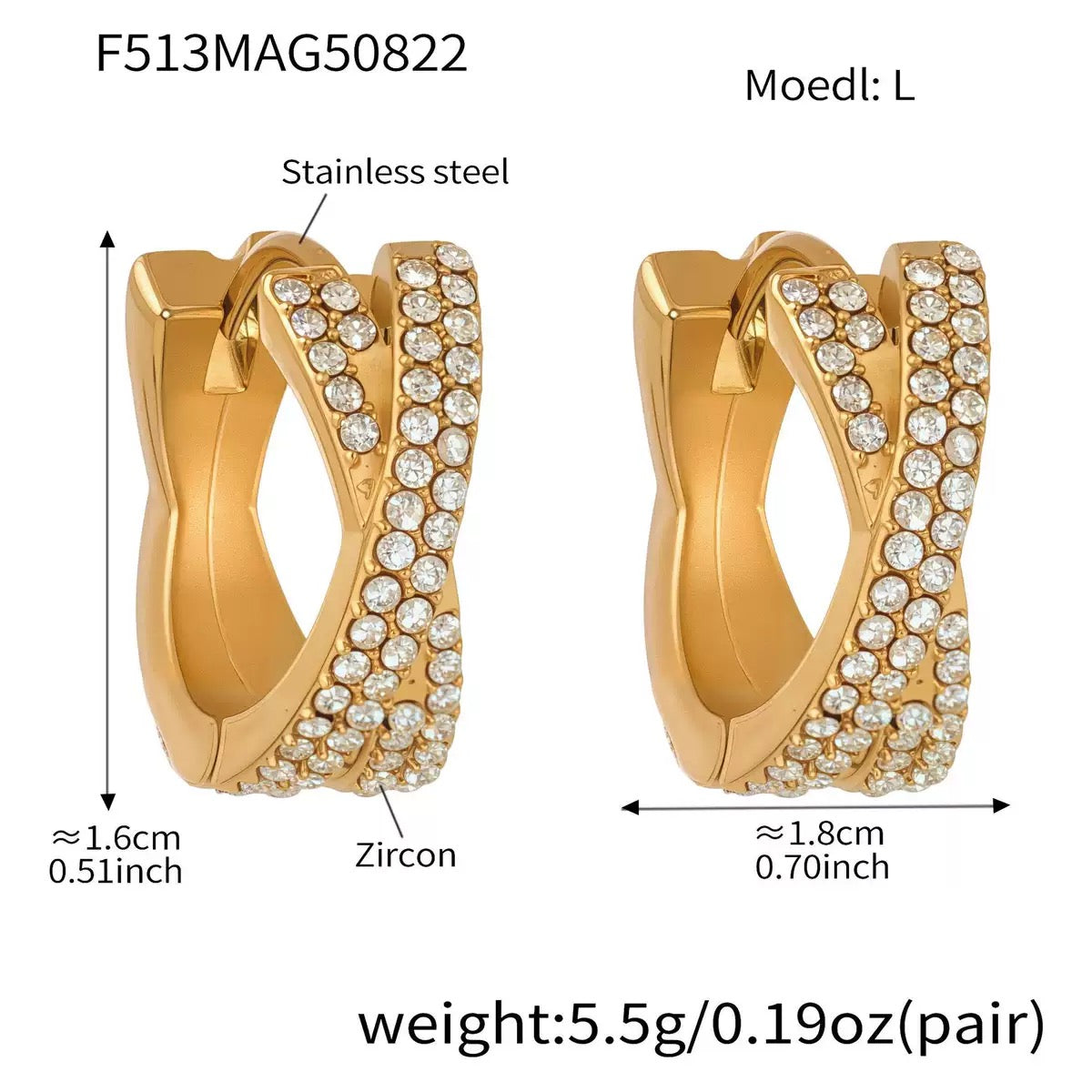 Melana Huggies Earrings in Stainless Steel