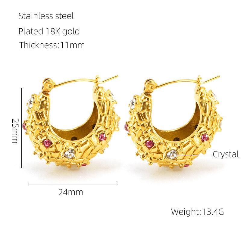 Crusty Stoned Earrings in Stainless Steel