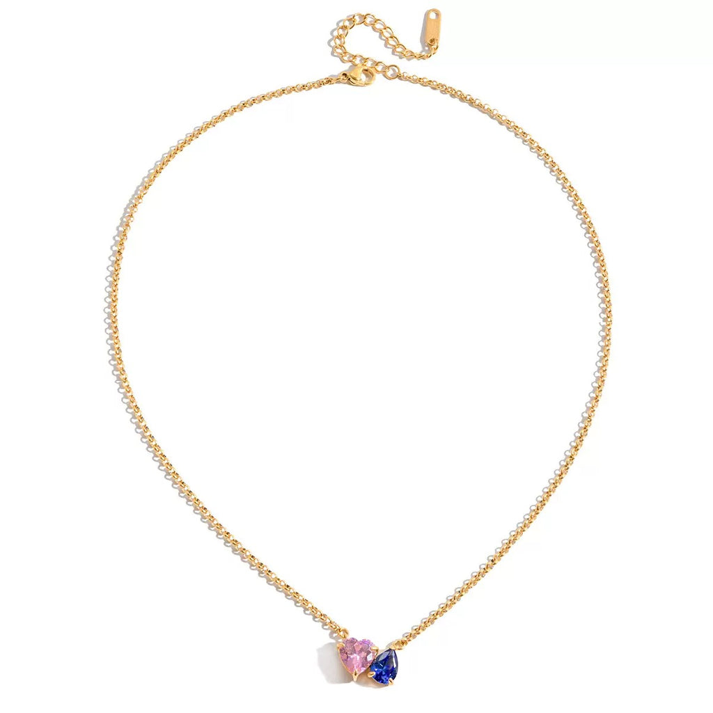 Twin Stone Heart Necklace