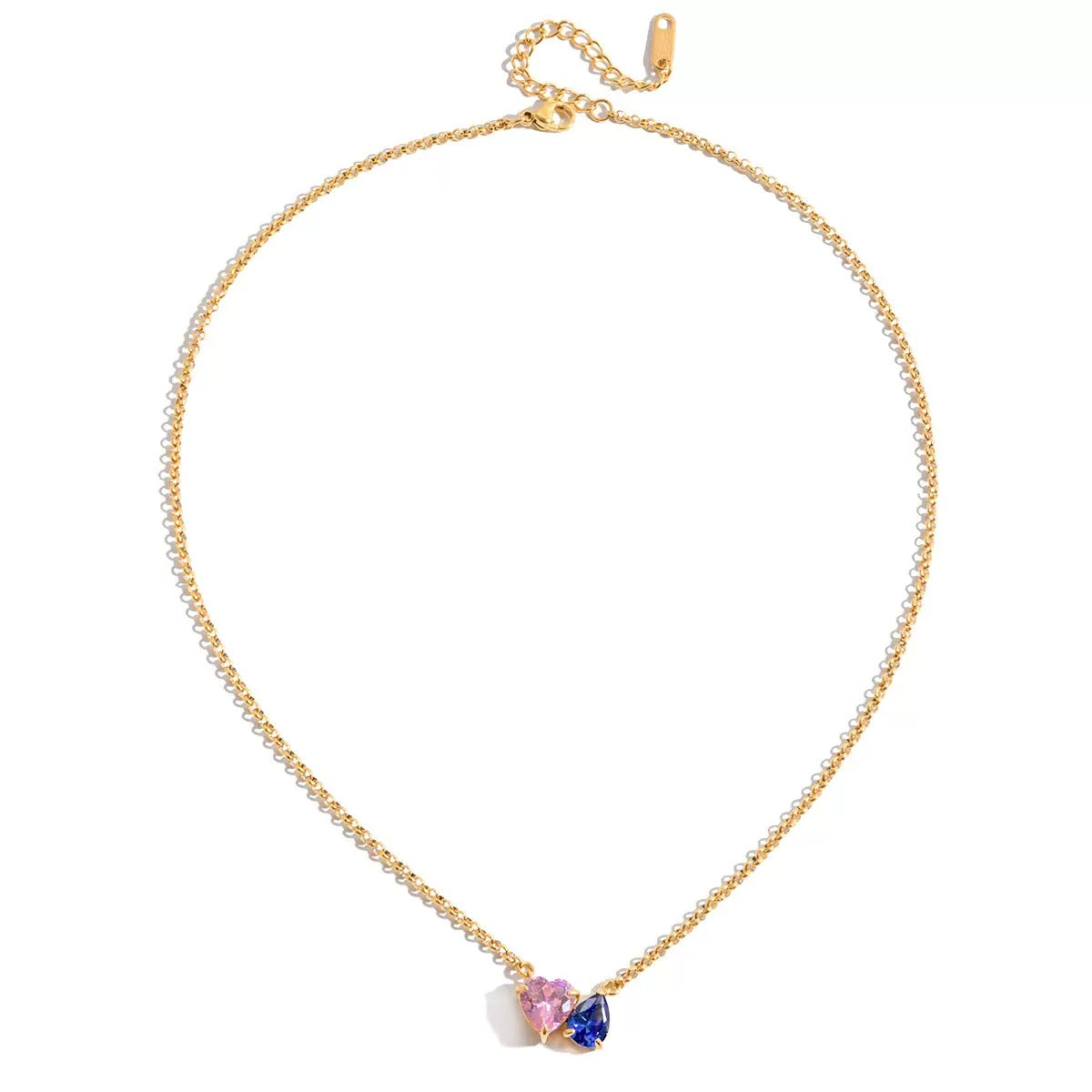 Twin Stone Heart Necklace