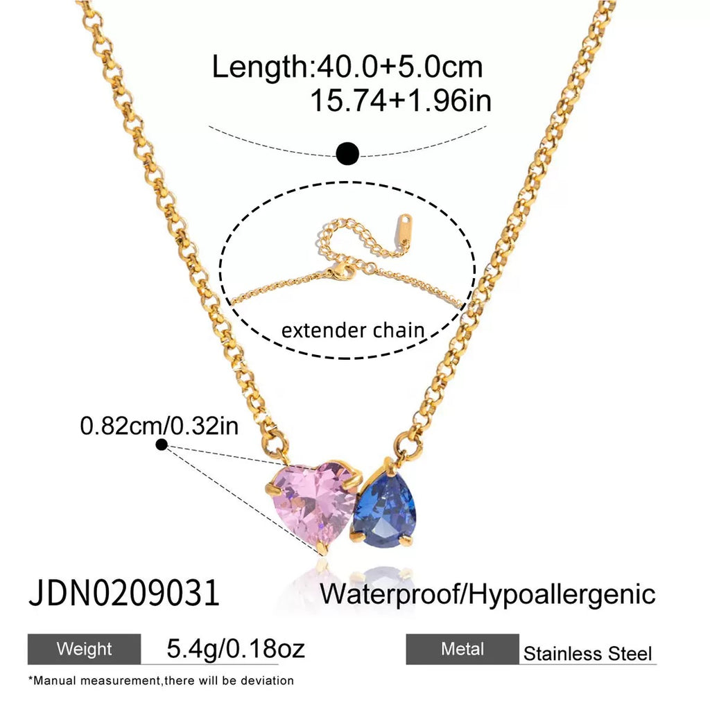 Twin Stone Heart Necklace