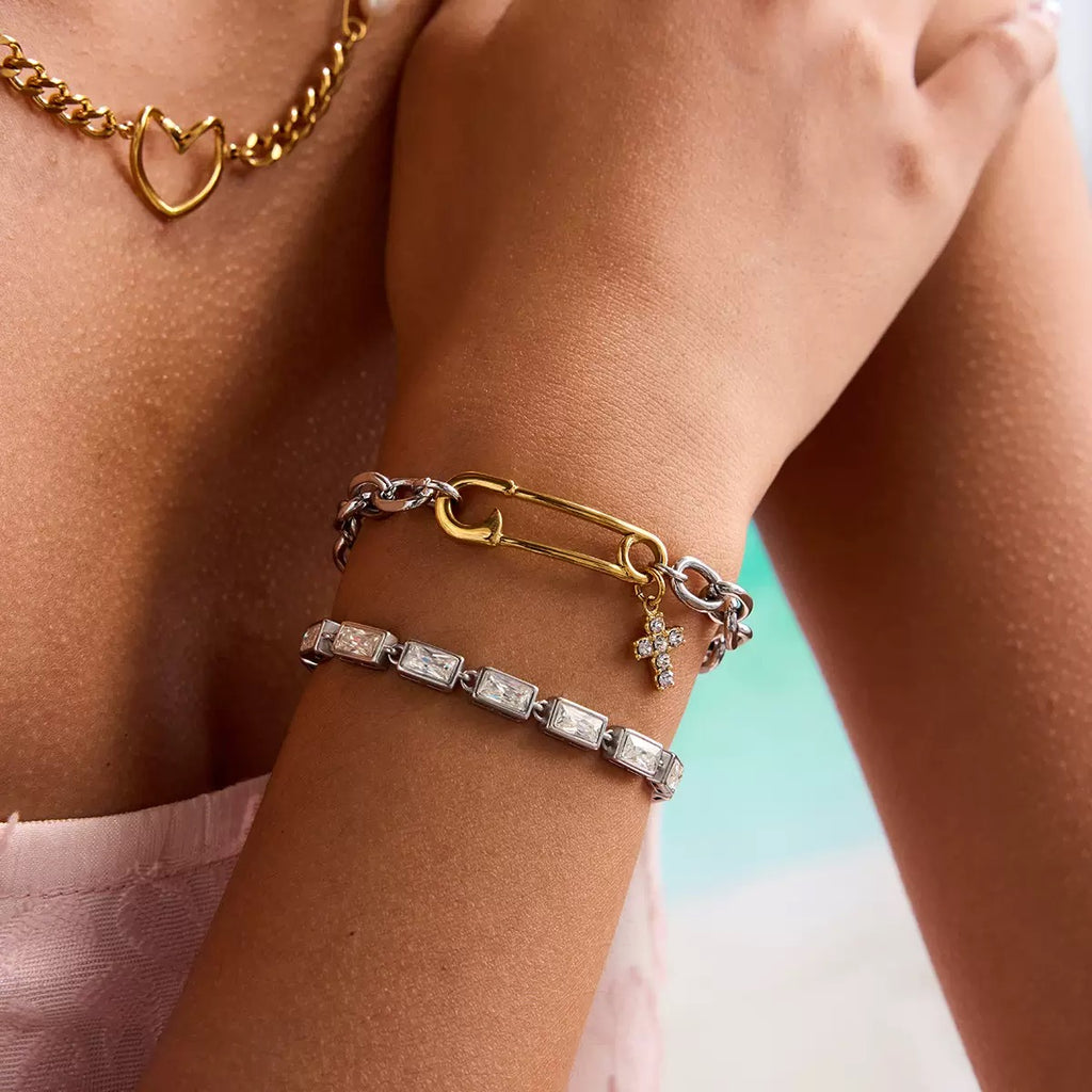 Two Tone Pin Link Bracelet