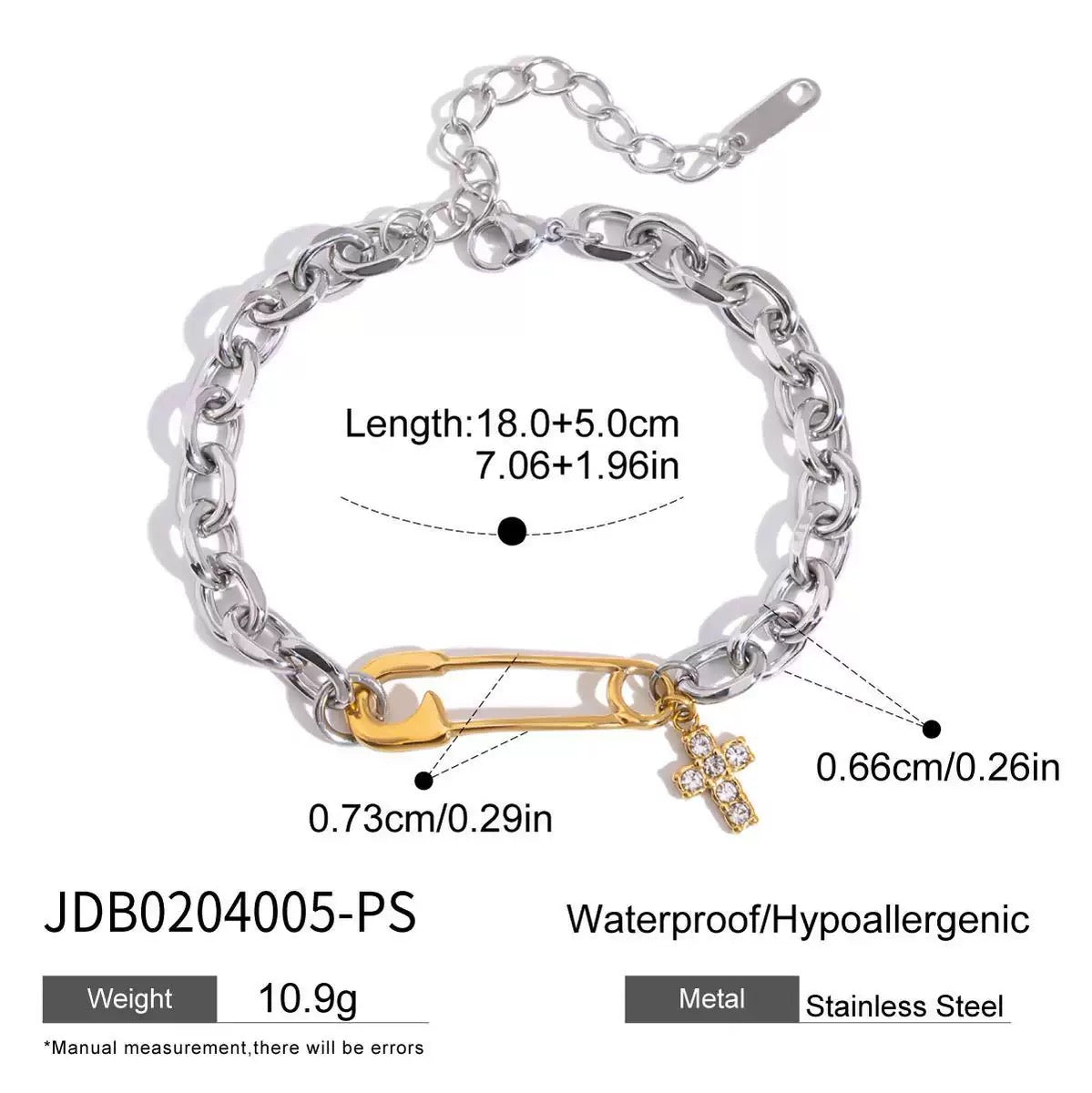 Two Tone Pin Link Bracelet