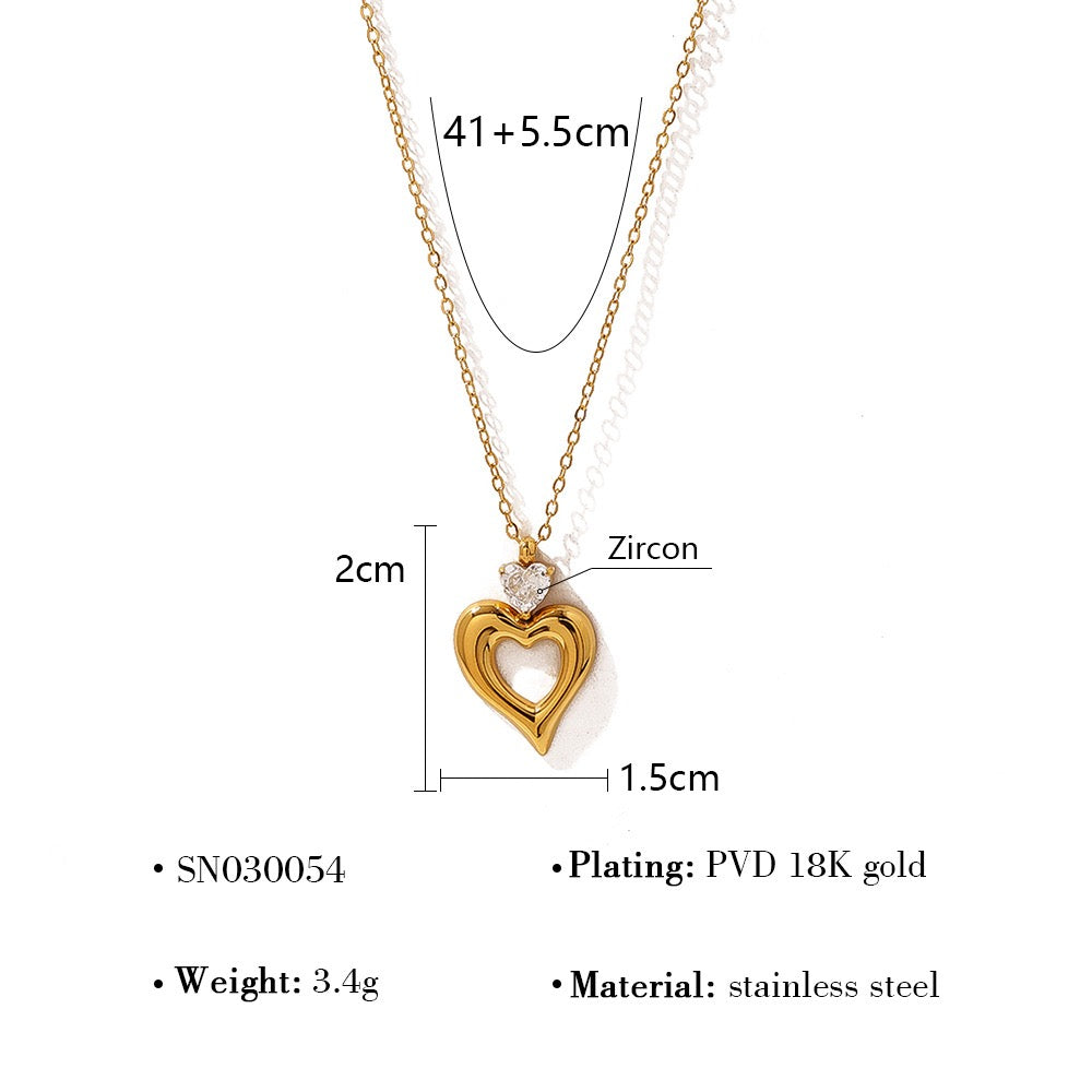 Heart Matching Jewelry Necklace & Earrings Set in Stainless Steel