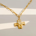Hammered Cross Pendant Stainless Steel Necklace