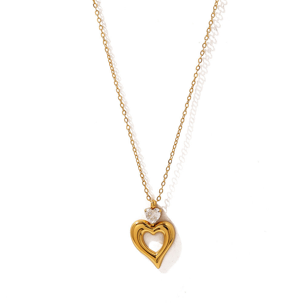 Heart Matching Jewelry Necklace & Earrings Set in Stainless Steel