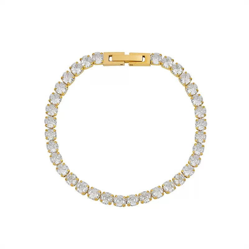 Titanium Steel Faux Diamond Tennis Bracelet