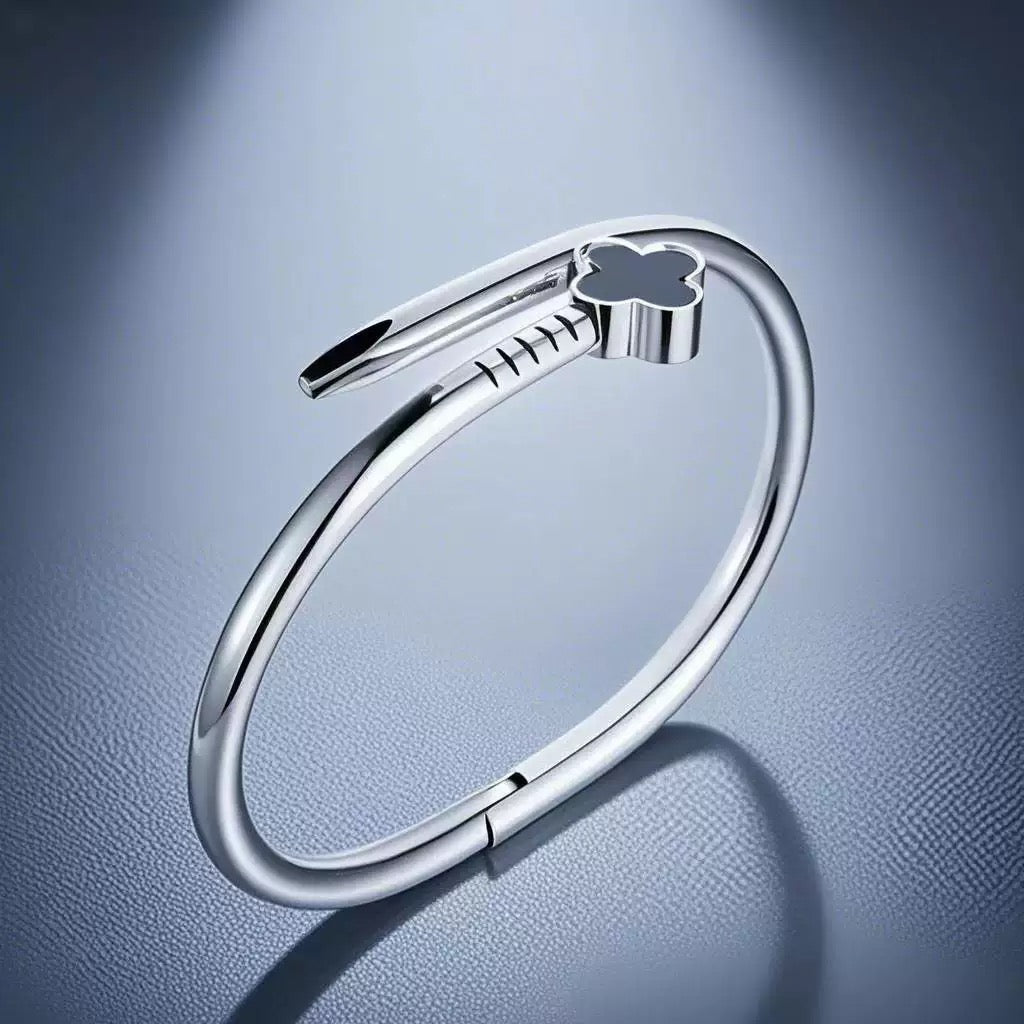 Aria Minimalist Nail Cuff Bangle in Stainless Steel