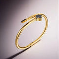 Aria Minimalist Nail Cuff Bangle in Stainless Steel