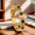 Black Petals Top Cuff Bangle