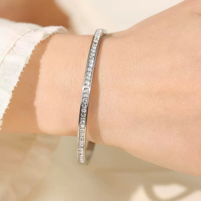 Stoned Studded Simple Cuff Bracelet
