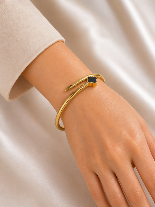 Aria Minimalist Nail Cuff Bangle in Stainless Steel