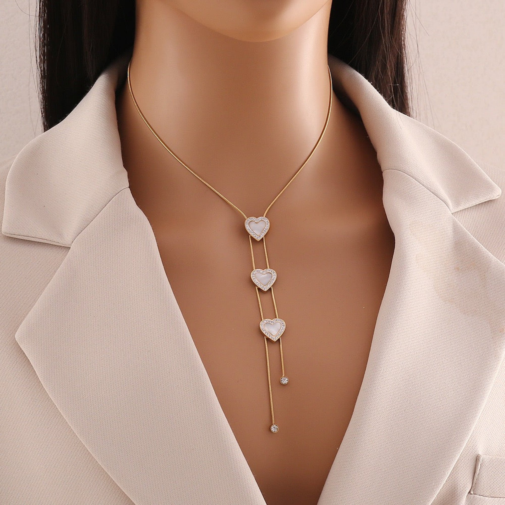 Triple Layer Heart Necklace-Stainless Steel